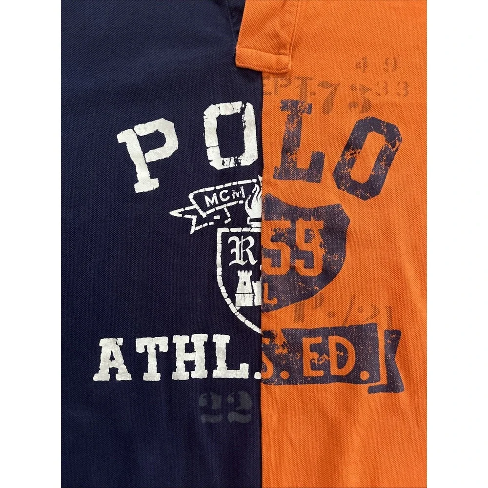 Polo Ralph Lauren Men's XL Polo Athletic Shirt Custom Slim Fit Navy Orange EUC